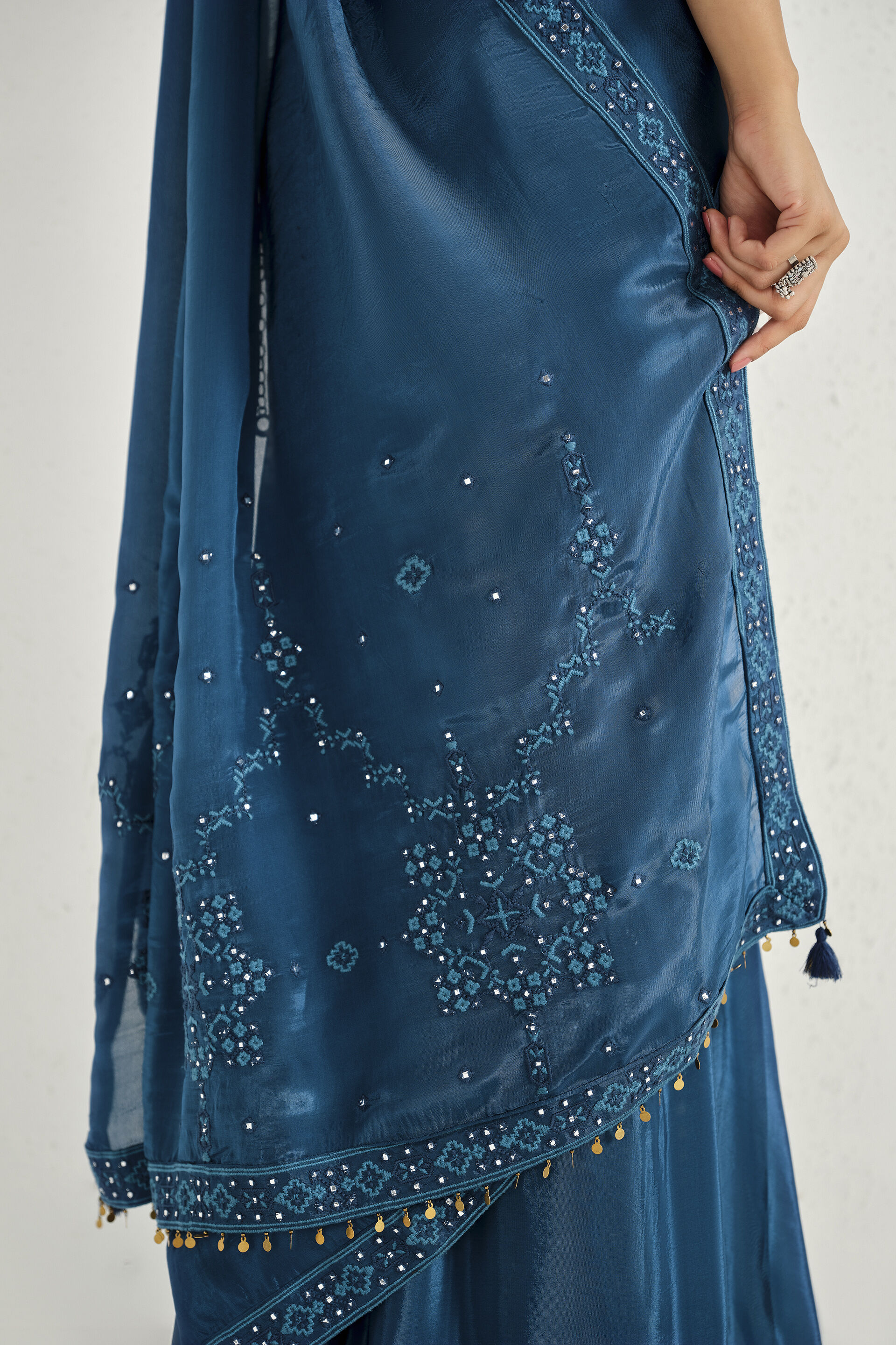 Indigo Hour Saree Set, Indigo, image 4